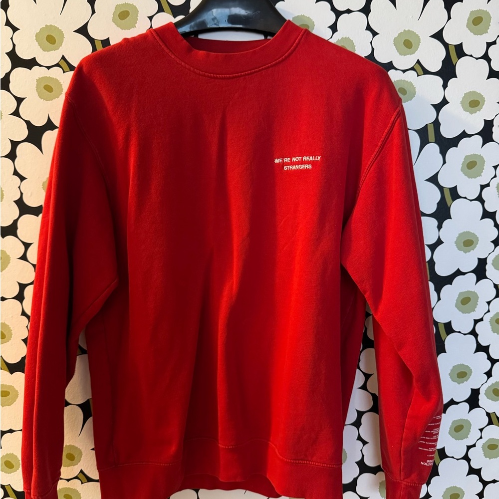 We’re Not Really Strangers Red Crewneck Sweater